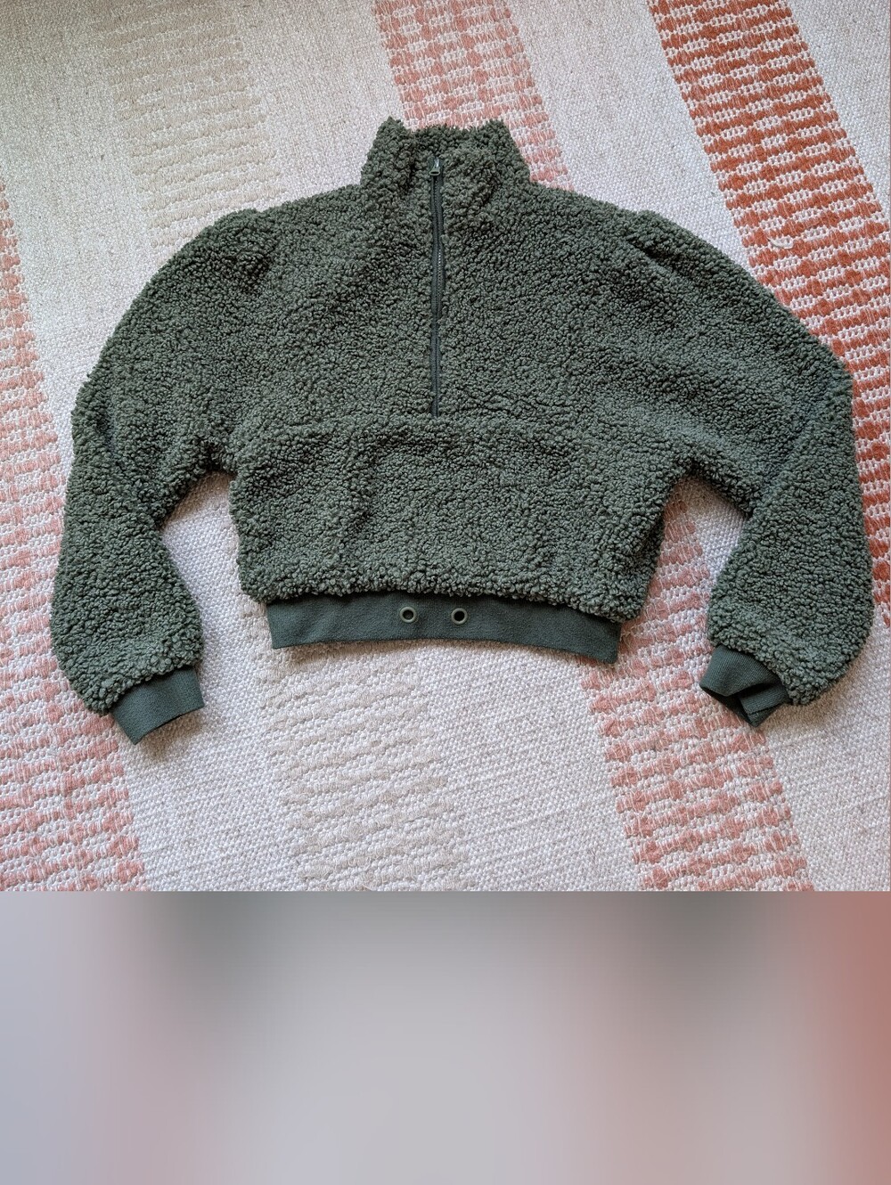 For Love and Lemons Pullover Jacket Sweatshirt Sherpa Teddy Cropped 1/2 Zip Sz S